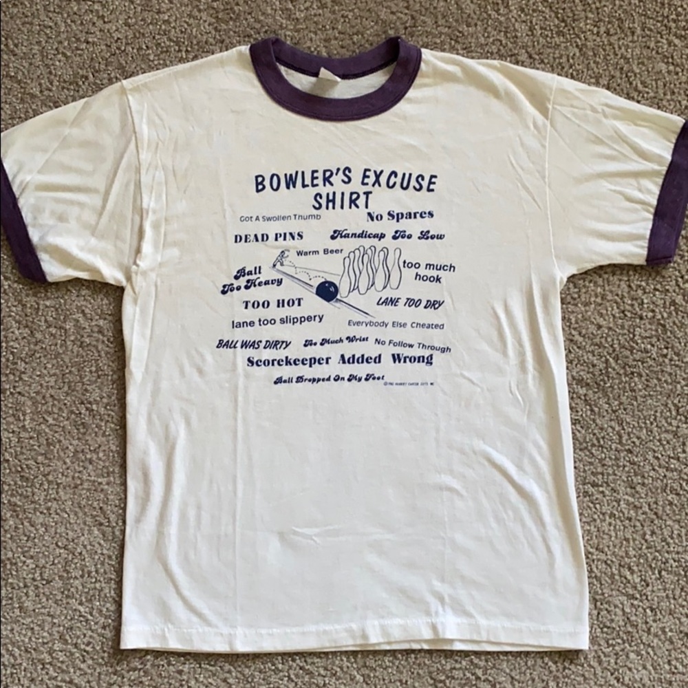 Vintage 80’s BOWLER’S EXCUSE RINGER T Shirt Sz L